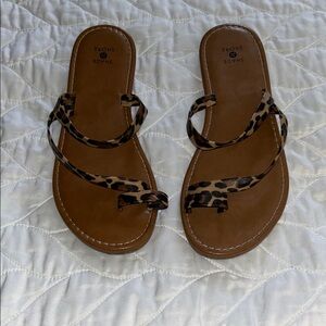 Shade & Shore Leopard-Print Strappy Sandals